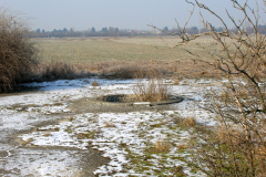 Die Kompensierscheibe des ehemaligen Flugfeld-Aspern. Diese war zum Kompensieren von Magnetkompasse von Luftfahrzeugen erforderlich. Aufgenommen am 10.01.2009. Foto: Ing. Erwin Rössler