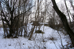 Der Wasserbunker neben den Resten der ehemaligen Fliegerkaserne. Der viereckige türähnliche Vorbau war die Entnahmestelle. Aufgenommen am 07.02.2010. Foto: Ing. Erwin Rössler